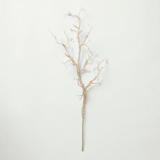 Iced Twig Champagne Festive Stem Spray
