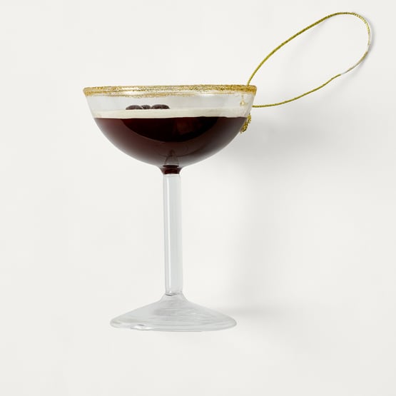 Festive Fun Espresso Martini Brown Vintage Glass Ornament