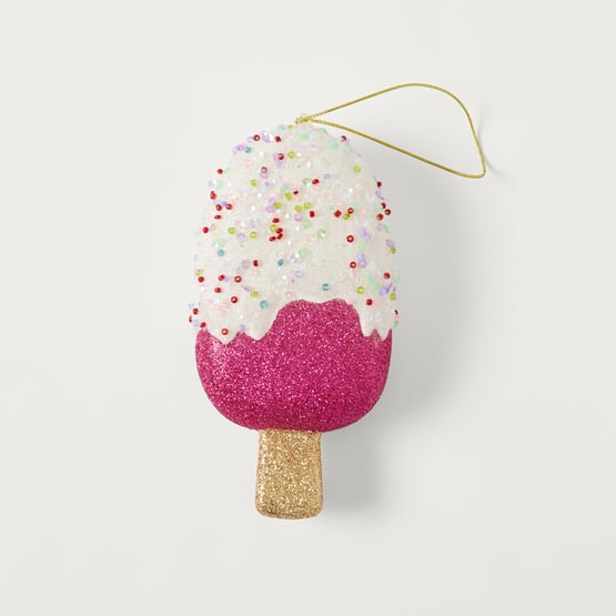 Festive Fun Ice Cream Pink & Multi Vintage Glass Ornament