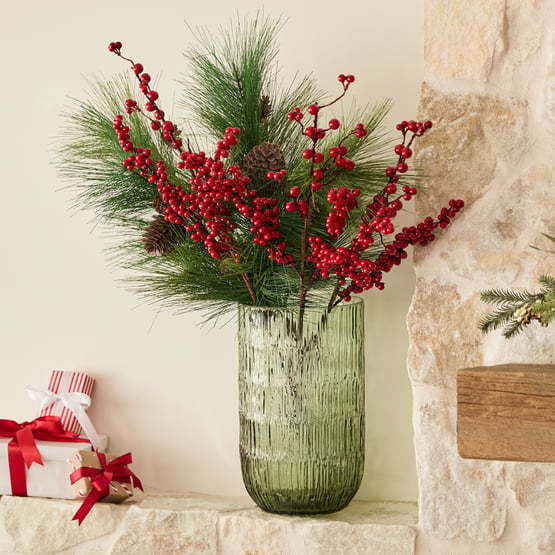 Berry Red Festive Stem Spray Pack of 3