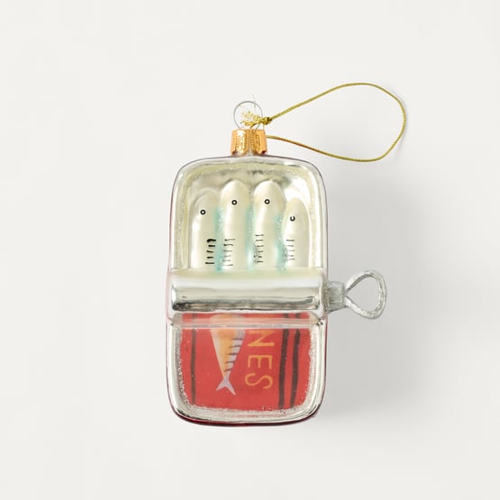 Festive Fun Sardines Multi Vintage Glass Ornament