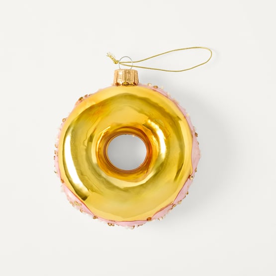 Festive Fun Donut Pink Vintage Glass Ornament