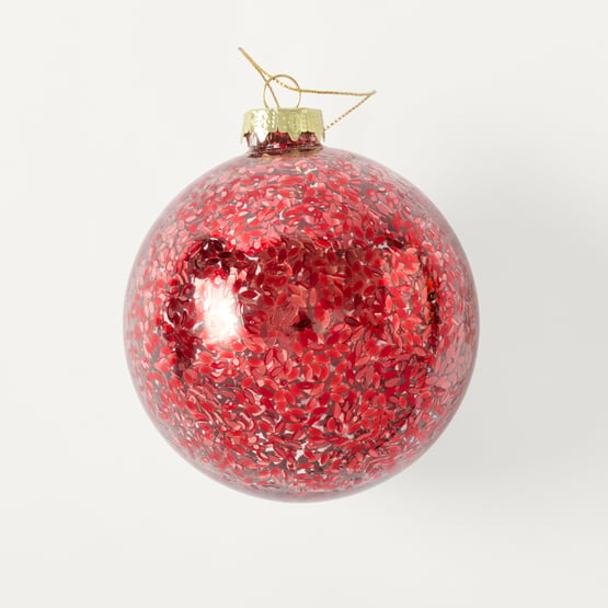 Festive Fun Shimmer Red Vintage Glass Bauble
