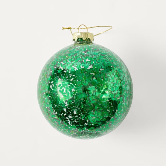 Festive Fun Shimmer Green Vintage Glass Bauble