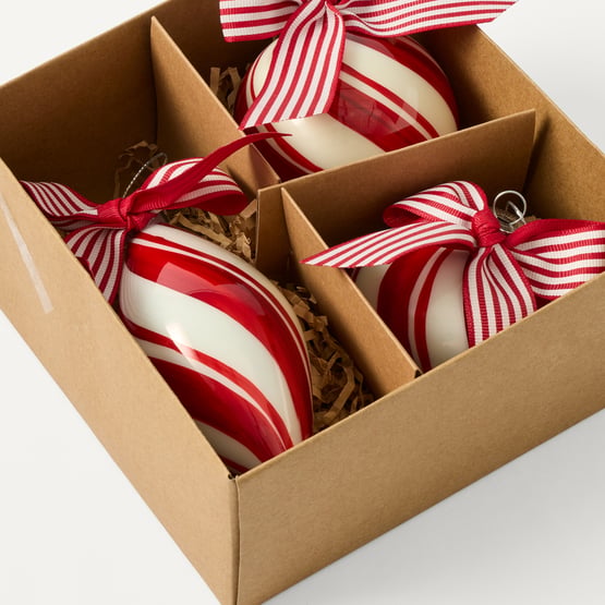 Festive Fun Candy Stripe Red & White Bauble Pack of 3
