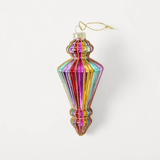 Festive Fun Calypso Finial Drop Multi Vintage Glass Ornament