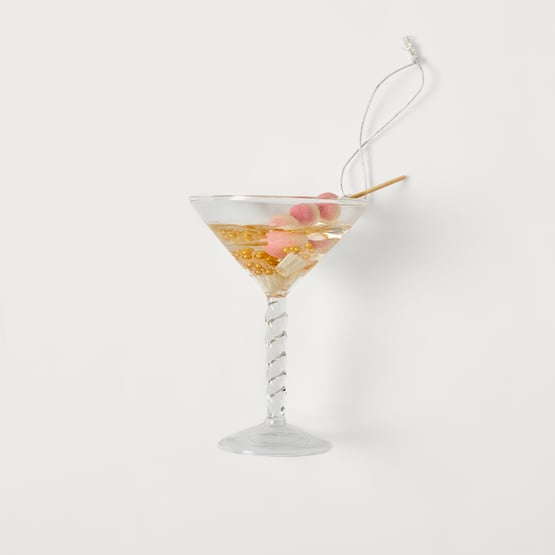 Festive Fun Martini Pink Vintage Glass Ornament
