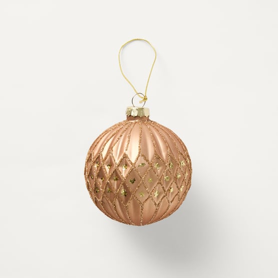 Luxe Lattice Bronze Vintage Glass Bauble