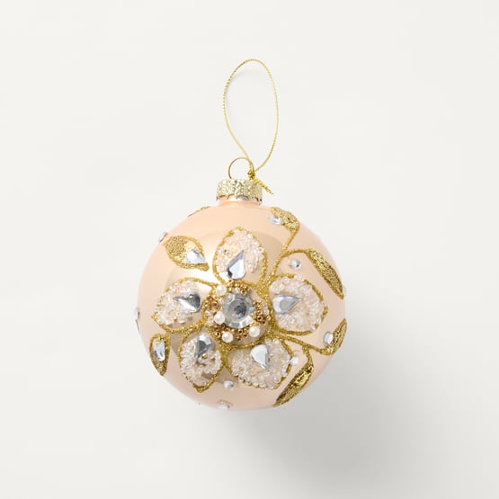 Luxe Flower Gold Vintage Glass Bauble