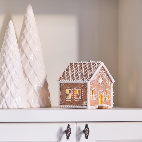 Christmas Village Frosted Brown Gingerbread House