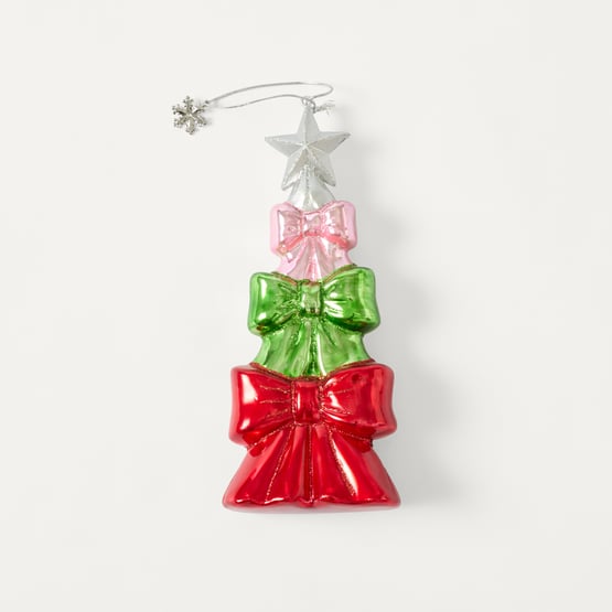 Festive Fun Bows Multi Deluxe Glass Ornament