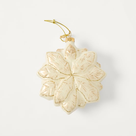 Luxe Iceland Creamy & Gold Poinsettia Ornament