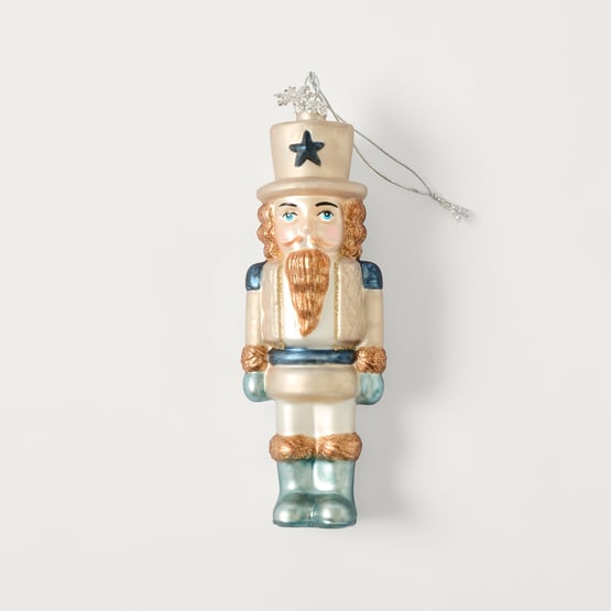 Luxe Nutcracker Silver Multi Deluxe Glass Ornament