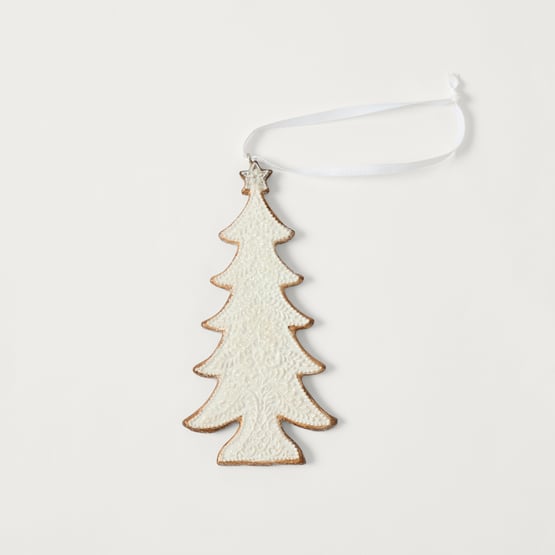Christmas Village Gingerbread Brown & White Christmas Tree