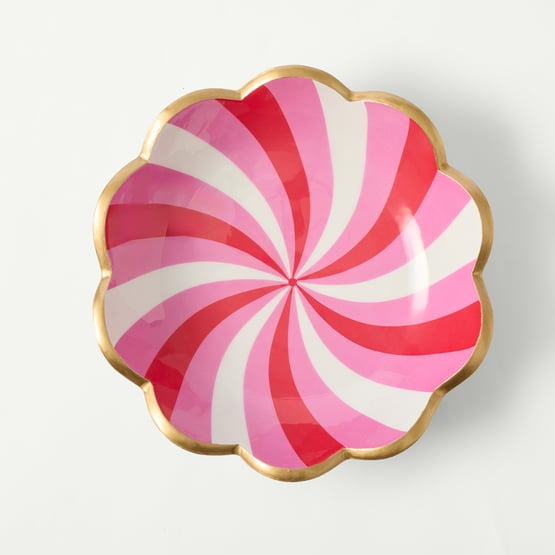 Lolly Scallop Pink Mango Wood Serving Bowl