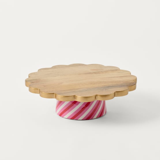 Lolly Scallop Pink Mango Wood Cake Stand