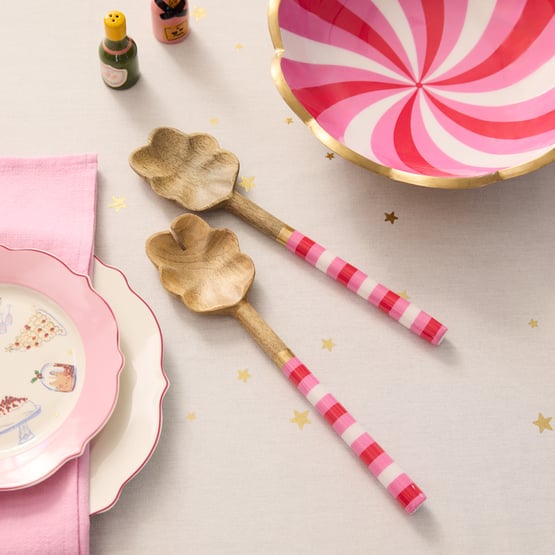 Lolly Scallop Pink Mango Wood Salad Servers