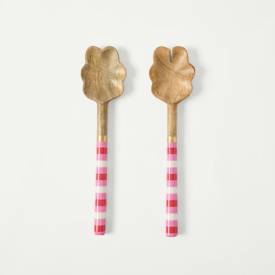 Lolly Scallop Pink Mango Wood Salad Servers