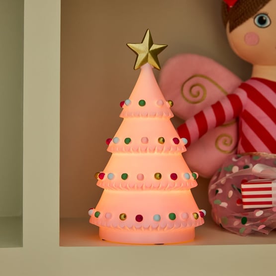 Kids Pink Christmas Tree Night Light