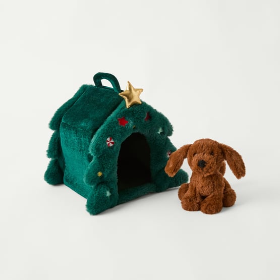 Coco Puppy in Tree House Brown & Green Soft Toy