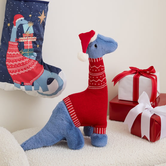 Sprout The Christmas Dino Blue Soft Toy