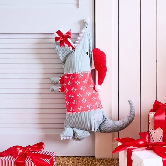 Santa-saurus Green Shaped Christmas Stocking