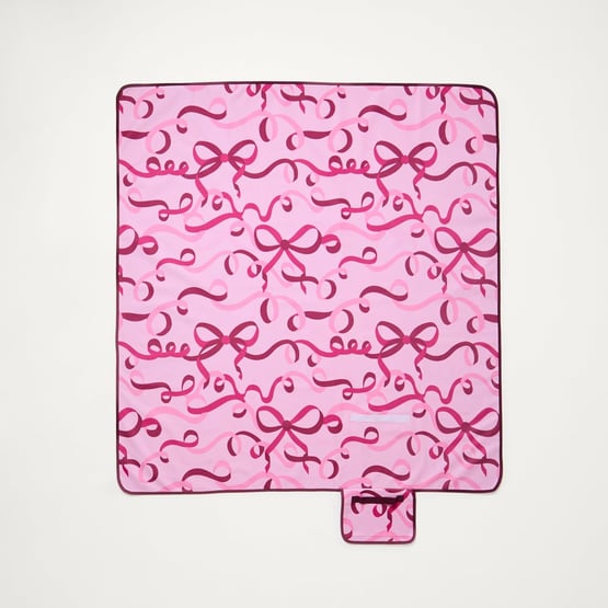 Christmas Ribbons Pink & Burgundy Regular Picnic Rug