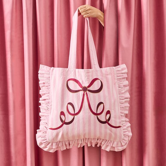 Christmas Bows Pink Tote Bag