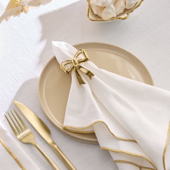 Bow Gold Napkin Rings Pack of 2