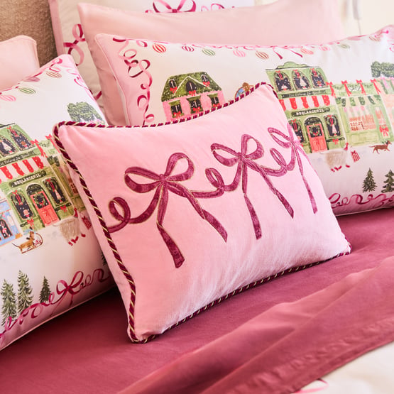 Bow and Bright Pink Cushion