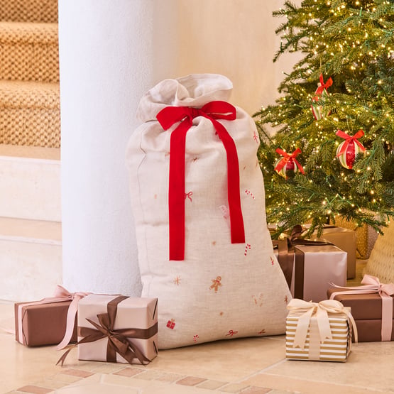 Vintage Washed Natural Linen Santa Sack