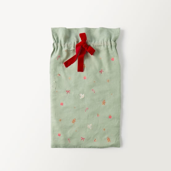 Vintage Washed Eucalyptus Linen Santa Sack