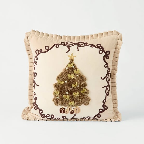 Christmas Tree Natural Cushion