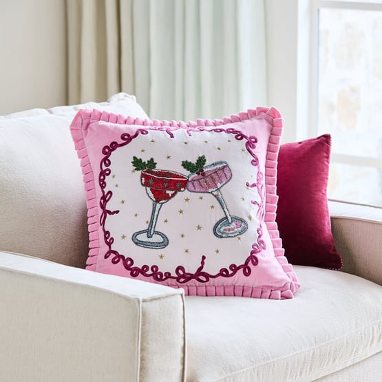 Christmas Cheers Pink Cushion