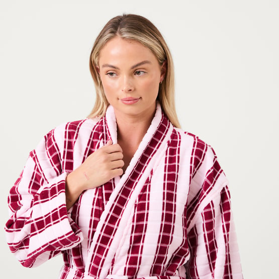 Riley Berries Velour Stripe Bath Robe