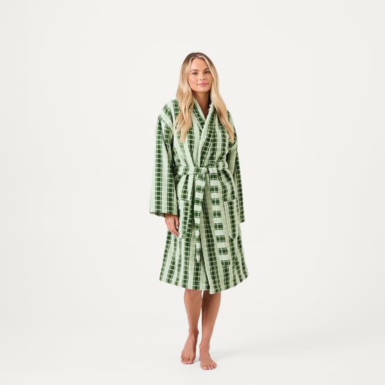 Riley Greens Velour Stripe Bath Robe