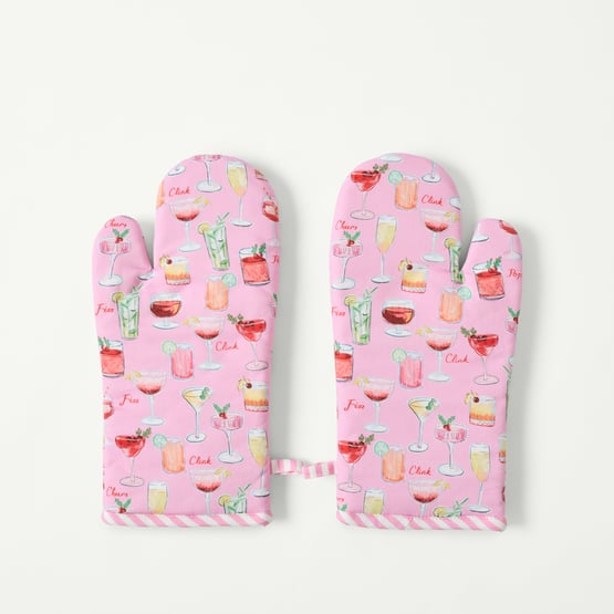 Cocktails Pink Oven Mitts Pack of 2