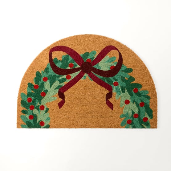 Christmas Wreath Green Coir Doormat