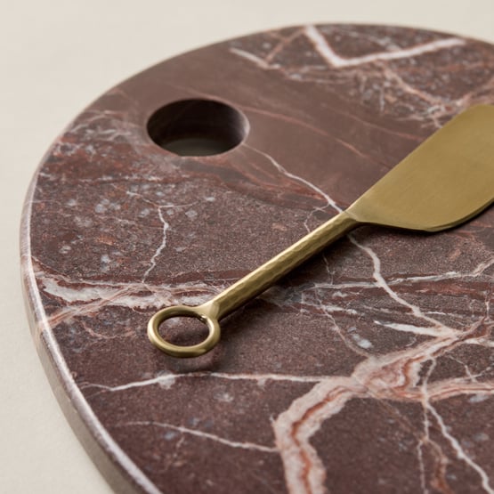 Pebble Burgundy Marble Board Knife Set