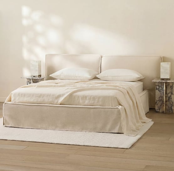 River Beige Linen Bed
