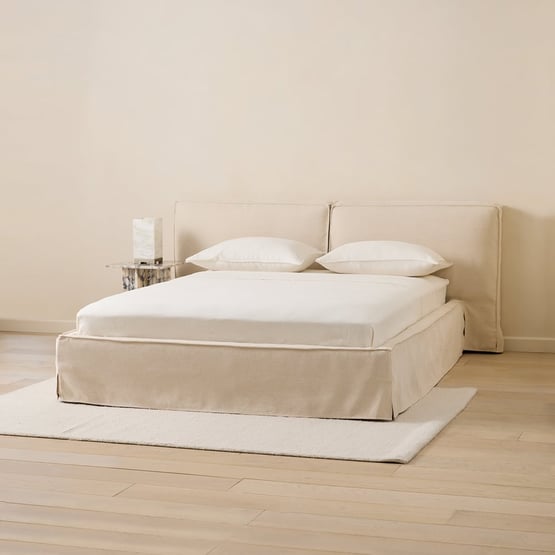 River Beige Linen Bed