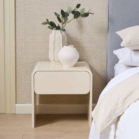 Miro High Gloss Vanilla Bedside Table