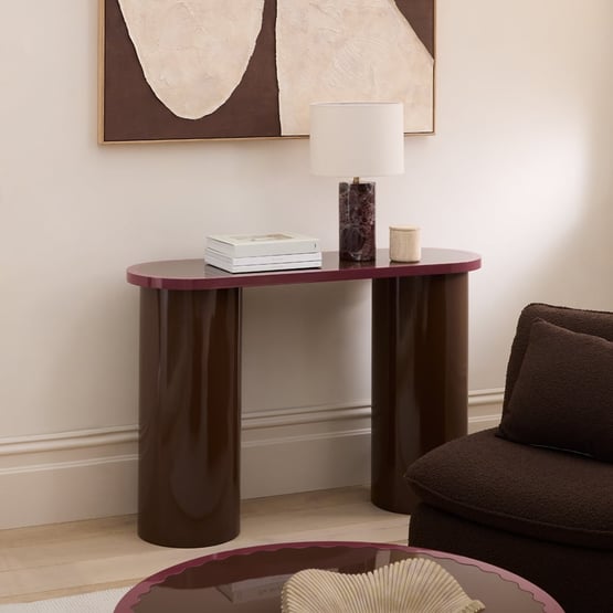 Clover High Gloss Chocolate & Plum Console