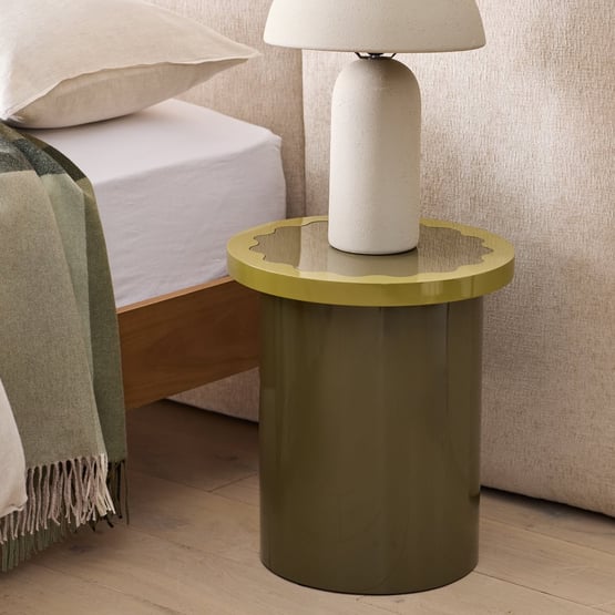 Clover Olive & Chartreuse High Gloss Side Table