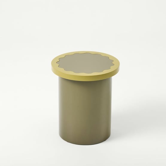 Clover Olive & Chartreuse High Gloss Side Table