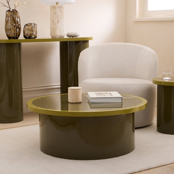 Clover Olive & Chartreuse High Gloss Coffee Table