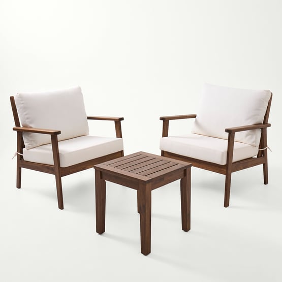 Byron White & Dark Timber Outdoor Set