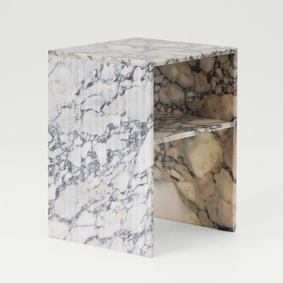 Athena Voila Marble Fluted Bedside Table