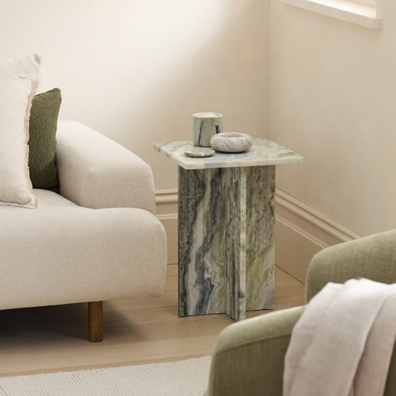 Athena Green Onyx Marble Fluted Side Table