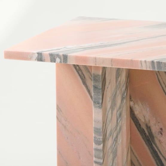 Athena Pink Marble Fluted Side Table